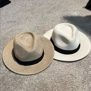 Chic Straw Fedora Hat Duo